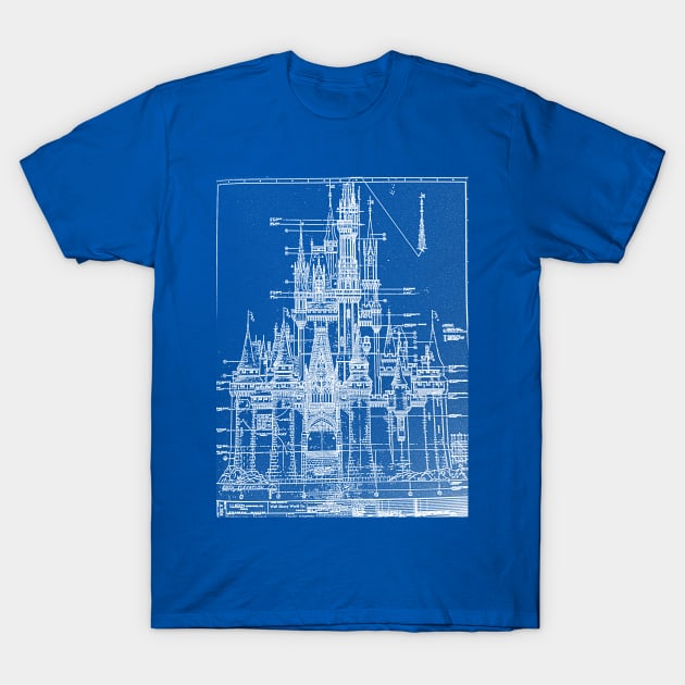 Cinderella Castle Blueprint T-Shirt by PoppedCultureTees